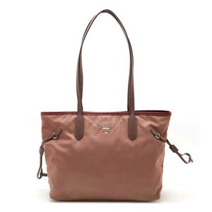 Prada Tote Tessuto Saffiano Bag Shoulder Leather Pink Bordeaux Purple